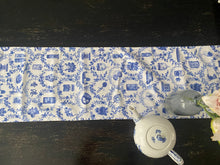 Load image into Gallery viewer, Table Runner "Blue Floral with HK icons" TR29