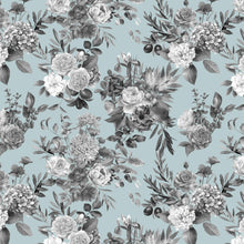Load image into Gallery viewer, Silk Scrunchies "Grey Flowers" SS25G