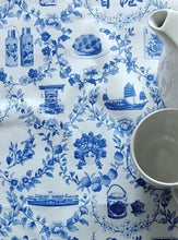 Load image into Gallery viewer, Tea Towel "Blue Floral with HK icons" TT29
