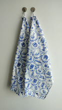 Load image into Gallery viewer, Tea Towel "Blue Floral with HK icons" TT29