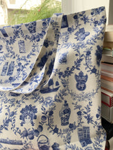 Load image into Gallery viewer, Tote Bag &quot;Blue Floral with HK Icons&quot; TB29

